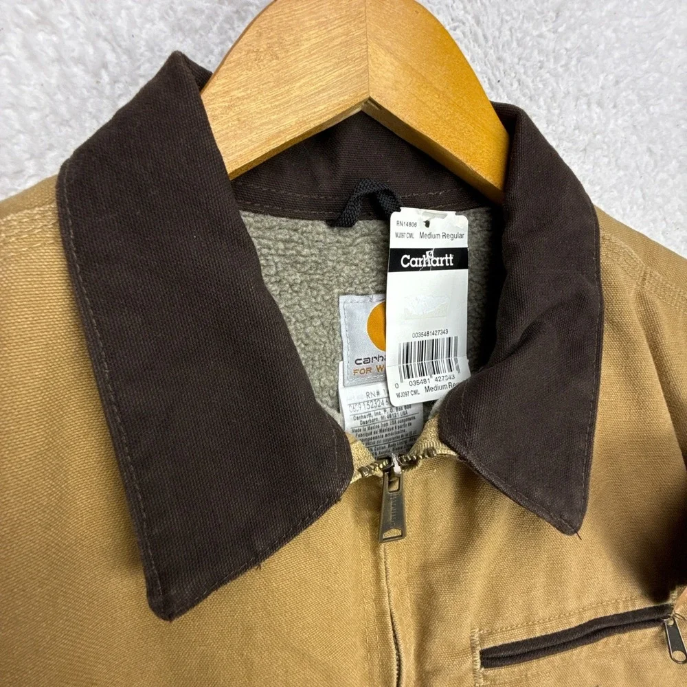 Carhartt Detroit Jacket Sherpa Lined Womens Medium WJ097 CML Camel Brown NWT NOS